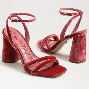 EUC Sam Edelman, Kia Block Hell Sandals, sz 7, Blossom Pink Velvet
